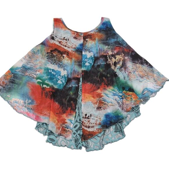 Adore Artsy Sleeveless Blouse Top Womens M Multicolor Mixed Media Flowy Fairy - Picture 16 of 16